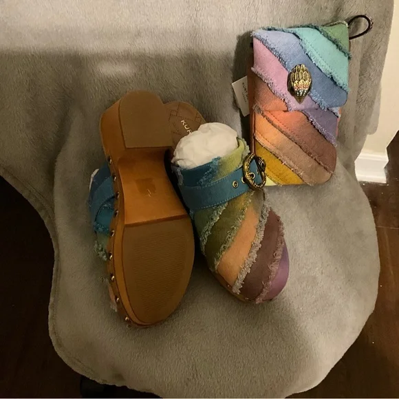 Kurt Geiger Multicolor Striped Clogs and Pouch - Picture 2 of 2